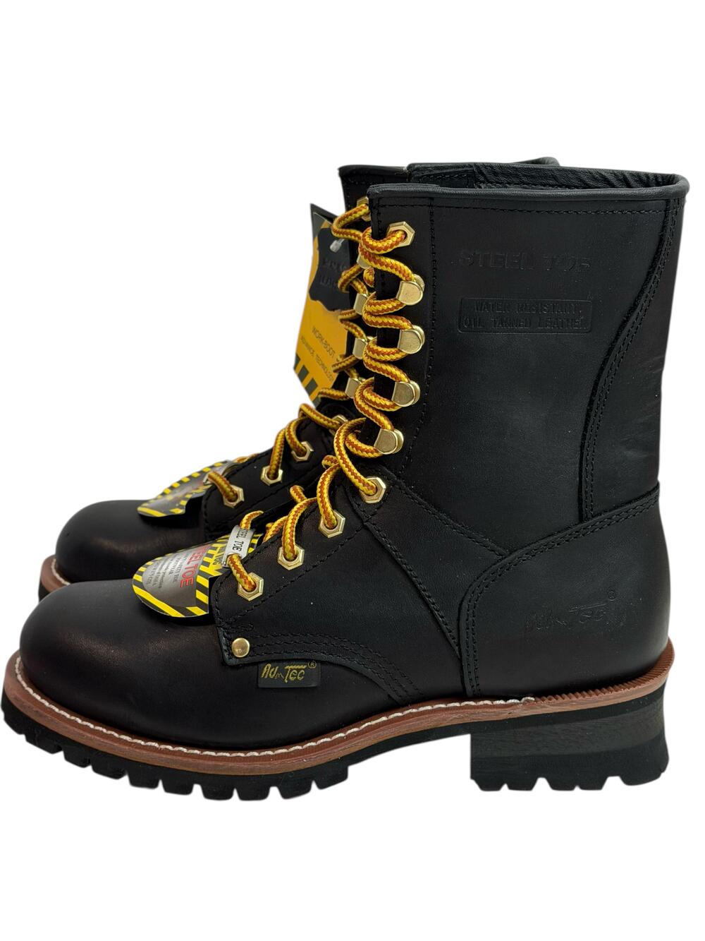 AdTec Boots Mens Size 8.5 Black Leather Steel Toe Lace Up Work Safety 1428
